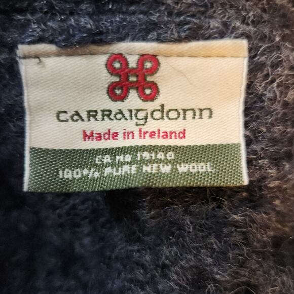 Carraig Donn Cardigan Sweater Women's L Gray Fisherman Chunky Knit Wool *Flaw - Picture 7 of 10